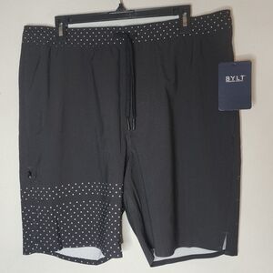 NWT BYLT 8" Coastal Boardshorts Black Polka Dot Men's Size XL Linerless